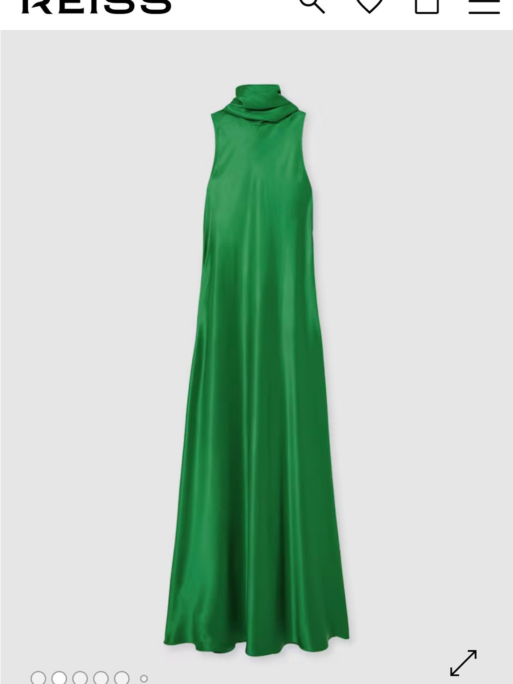 Reiss Emerald Green Satin Halter Evening Gown - Picture 6 of 7
